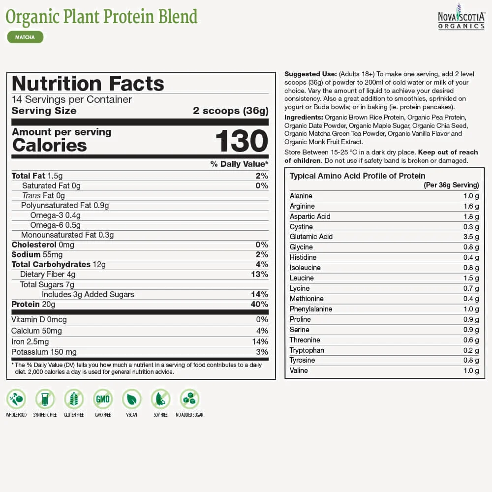Organic Plant Protein Blend (Matcha) - Image 2
